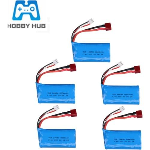 Lipo Battery for Wltoys 12428 12401 12402 12403 12404 12423 FY-03 FY01 FY02 RC toys Car Spare parts 7.4V 3000mAh 18650 T Plug