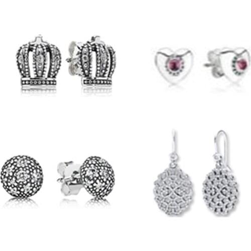 2021 Fashion Classic New Crown Snowflake Heart-shaped Zircon Earrings, Original Charm Diy Jewelry For Ladies Exquisite Gifts