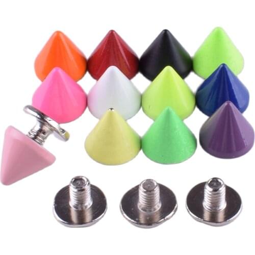 30 sets Punk Studs Cone Spikes Spots Rivets 7mm with for Leather Jacket Belt Crafts DIY