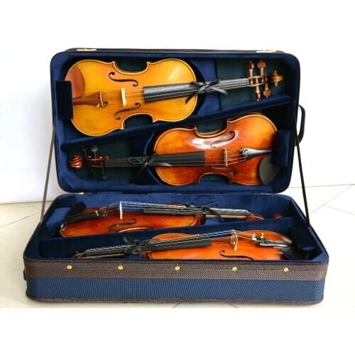 High Quality Pro Wooden Violin Case for 4 Piece Violins Blue Color 4.44KG
