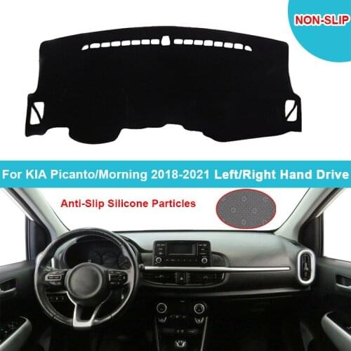 Flannel Suede Polyester Car Dashboard Cover Dash Mat For KIA Picanto Morning 2018-2021 Dashmat Carpet Cape Car Rug Protector