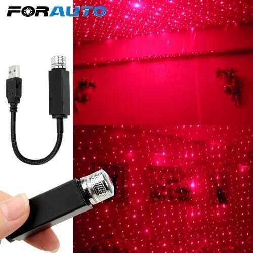 FORAUTO LED Car Roof Star Night Light Projector USB Decorative Lamp Adjustable Multiple Lighting Effects Atmosphere Galaxy Lamp