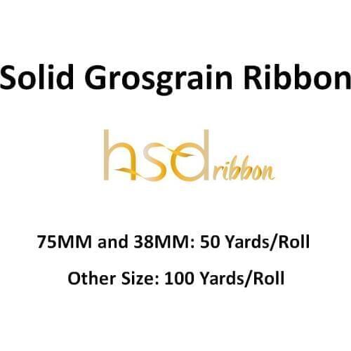 HSDRibbon 9 13 16 19 22 25 28 32 38 50 57 63 75 89 100 MM Width 100% Polyester Solid Color Plain Grosgrain Ribbon 100Y 50Y/Rolls