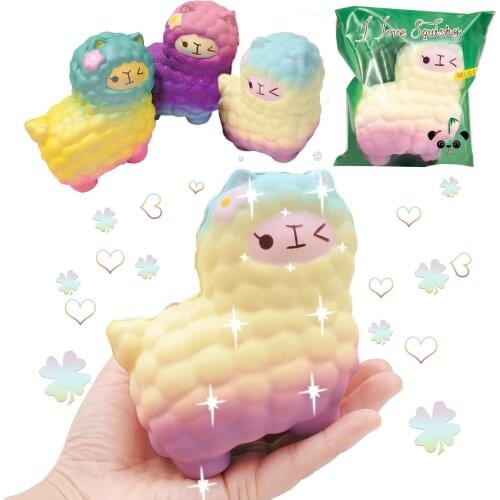Kawaii jumbo Squishy Cute Sheep Alpaca Squeeze Toy Antistress Squishies Slow Rising Scented Stress Reliever Toys Baby Kids Gift