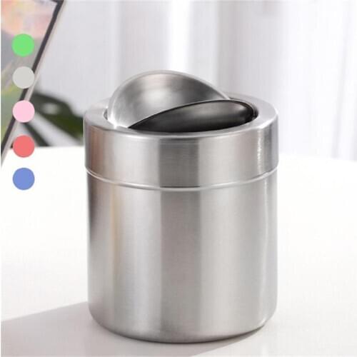 Stainless Steel Windproof Ashtray Smoke Tobacco Ash Holder Container with Folding Cover Office Car Supplies Desktop Trash Can