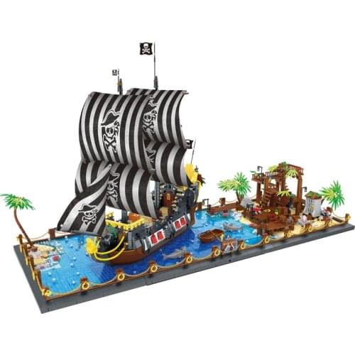 2020 New MOC Booty Bay The Flying Dutchman Building Blocks Creative Bricks Pirate Ship Series Toys for Kids Christmas Gifts