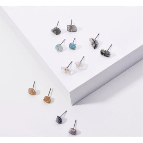 Tiny Natural Stone Wiring Studs Earrings 2020 Summer Brand Natural Stone Stud Earrings Naturals Stone Studs