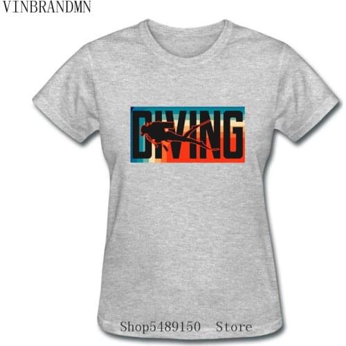 Best Diver Gifts Tops Women Summer Hipster Scuba Dive T-Shirt Retro Diving Logo Cool Short Sleeve Tshirt Fashion Pre-Cotton Tees