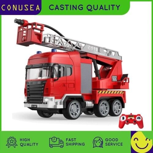 E597 1/20 Rc Fire Truck Car Model Remote Controlled Car Spray Water Shoots Toy Car Fires Engines Educational Toy for Boy Kids