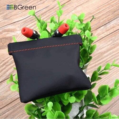 BGreen Mini Earphone Bag Pouch PU Leather Headset Carrying Storage Pouch Headphone Package Accessories