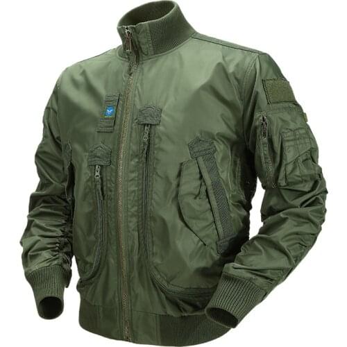 Fashion Army Jackets Men Pilot Air Force Thin Baseball Tactical Military Clothing Bomber Stand-collar Big Deep Pocket