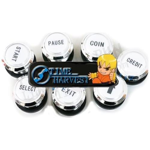 COIN 1 Player 2 players START button white 12V 33mm LED Light Illuminated button arcade clear Push Button With Micro Switch led