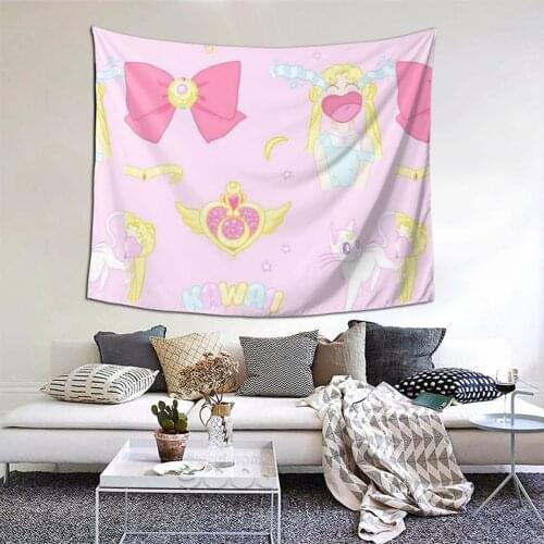 Sailor Girl Tapestry Japanese Anime Otaku Tapestry Wall Bedspread kawaii Hanging Blankets For Living Room
