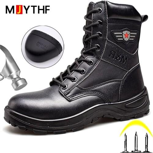 Men Work Safety Boots Winter Shoes Anti-smash Anti-puncture Work Boots Outdoor Military Boots Steel Toe Shoes Indestructible New
