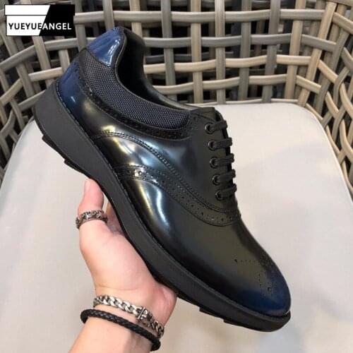 Mens Height Increasing Leather Shoes 2021 Spring Autumn New Genuine Leather Casual Shoes Lace Up Male Fashion Wedding Shoes