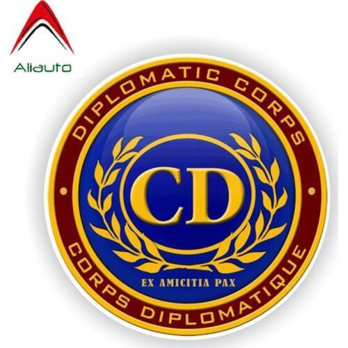 Aliauto Personality Car Sticker Round CD Corps Diplomatic Seal Decoration Vinyl Decal for Toyota Hyundai Jeep Gti,15cm*15cm