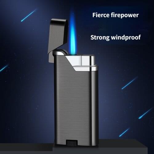 Portable Bright Torch Lighter Turbo Jet Lighter Blue Flame Cigarette Gas Cigar Lighter Windproof Metal Repeat Filling Butane