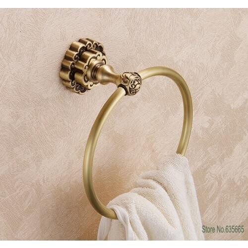 Luxury Antique Art Series Copper Wall Towel Rings Rack Bar Rails Robe Hook Hanger Bathroom Sanitary Pendant Hardware Accessories