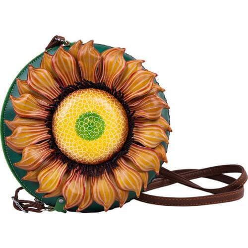 New sunflower shoulder bag cowhide handbag genuine leather leather carving messenger bag BW01-SB-pdclxr