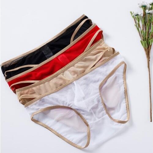 Ultra-thin Mens Triangle Transparent Underwear Seamless Soft Briefs Sexy See-through Panties Breathable Clothes