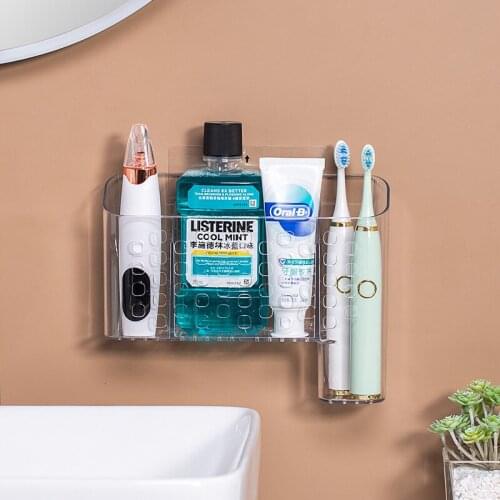 Bathroom Storage Shelf Plastic Wash Organizer Box Wall-hung Makeup Collection Box Transparent Home Creative Shelves and Supports