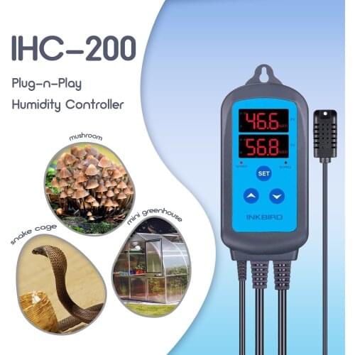 Inkbird IHC-200 Hygrometer EU Plug With Delay Protection&Alarm Use For Mini Greenhouse , Crawl Space, Curing Chanmber,Snake Cage