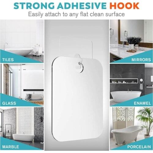 Shower Mirror Anti-fog without Distortion Acrylic Flat Fogless Mirror with Hook for Gift Makeup Accessories