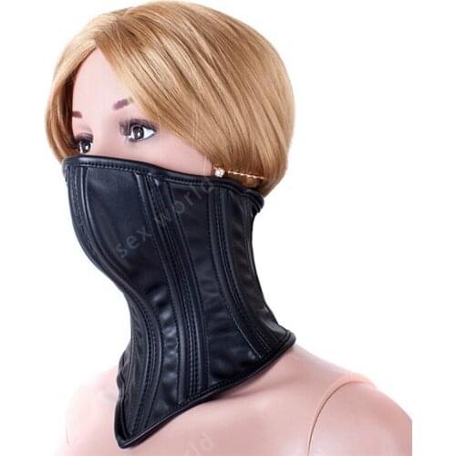 PU Leather Sexy Collar Mask BDSM Restraint Fetish Slave Bondage Adult Game Used to Imprison in Couples' Fun Sex Toys Cosplay