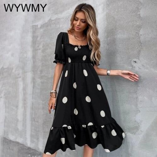Plus Size Polka Dot Long Dress Women Summer Elegant French Retro Party Dress 2021 New Korean Style Ruffles Trendy Cute Vestidos