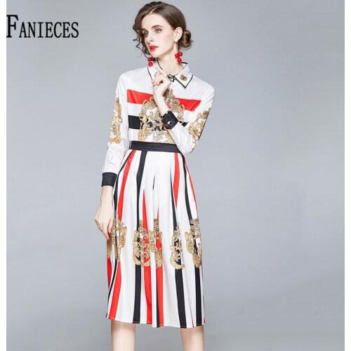 Fashion Runway Design Spring Summer A-LINE Dress Womens White Long Sleeve Turn Down Neck Floral Print Midi Dresses femme robe