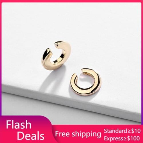 Gold Clip Earrings Set of Uneven Size Geometric C Shape Earclip Cuff Fashion Brand Women Jewelry Bar party