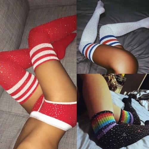 Bling Bling 1Pair Women Thigh High Over the Knee Socks Long Cotton Stockings Stocking Sexy Thigh High Stockings for Women