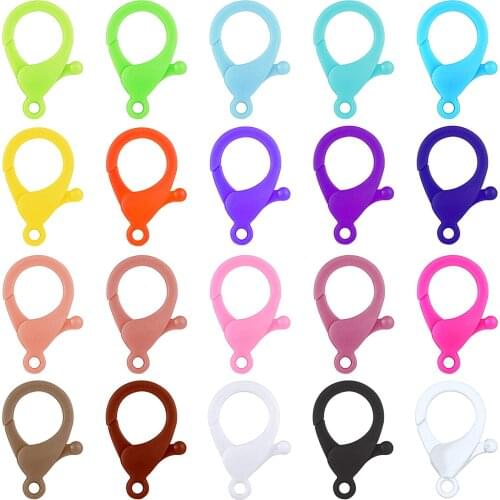 20pcs 15x25mm multicolor Plastic lobster Trigger clasps Bag purse Key Ring Hook finding Keychain Jewelry Making Buckle