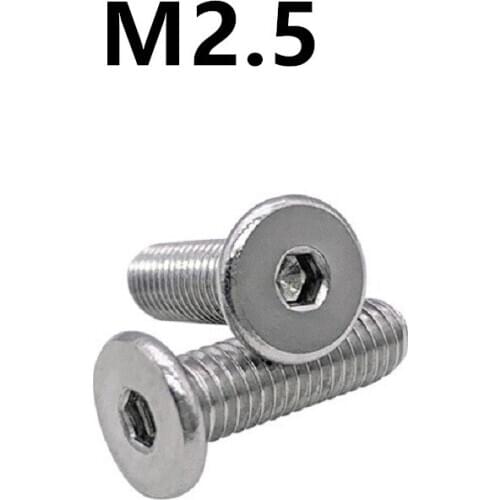 200PCS M2.5x3/3.5/4/5/6/8/10/12/14/16mm CM 304 Stainless steel thin edge flat head hex socket screw