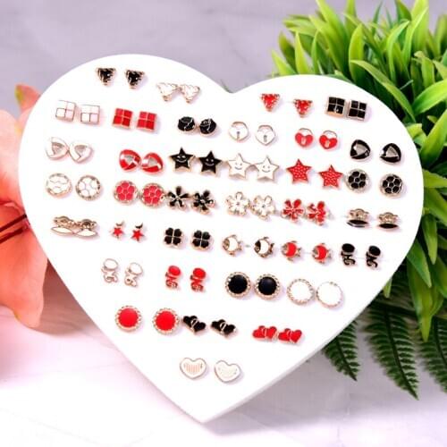 36 Pairs/lot Girls Plastic Stud Earrings Mixed Style Colorful Dripping oil Flower Earrings Set For Women Party Jewelry Wholesale