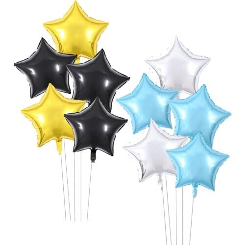 5Pcs 18inch Gold Silver Star Foil Balloon Wedding Decoration Balloons Childrens Kids Baby Shower Birthday Party Balloons Globos