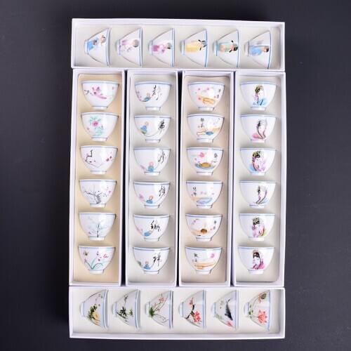 6 pcs/lot Ceramic teacup With gift box Oolong tea Small cups Boutique porcelain Tea set Accessories Master Personal Single Cup