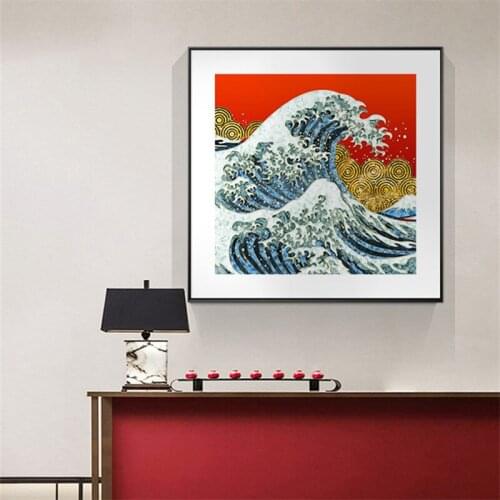 Japanese Chinese Style Kanagawa Surfing Zen Abstract Canvas Painting Wall Art Posters Prints Pictures For Living Room Home Decor