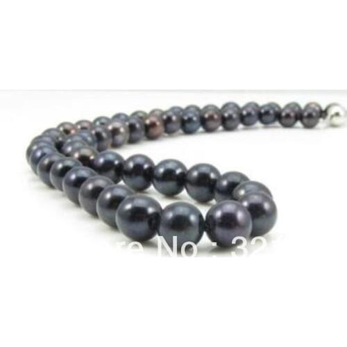 Free shipping natural 8-9mm black freshwater cultured pearl beads choker chain necklace high grade women jewelry 18inch GE4601