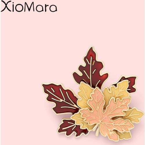 Large Maple leaf Plant Enamel Pins Three layers of leaves Brooches Lapel Badges Fashion Jewelry Gift for Friends Wholesale Pin