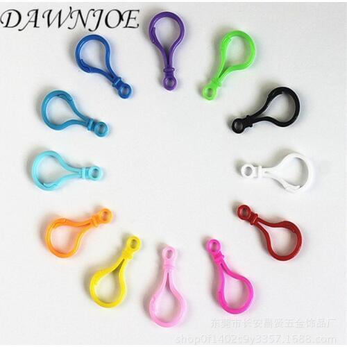DAWNJOE 5*2.5cm 25pcs/lot Colorful Acrylic Lobster Clasps Hooks Light Making Bag buckle Key Chain Finding DIY Jewelry Findings