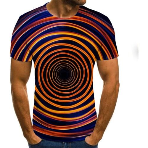 Large Size Men T-Shirt 2021 Summer Geometric Circle 3D Printed Top Tees Fashion O--Neck Short Sleeve Casual Loose Men Shirts