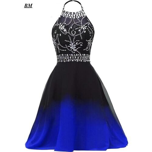 BM Short Ombre Prom Dresses 2020 Chiffon Sequins Beading Gradient Formal Evening Homecoming Party Gown Vestidos De Gala BM259
