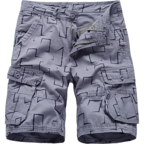 Summer Outdoor Beach Loose Fifth Pants Fashion All-matched Multi-pockets Printing Zipper Shorts Men Pants Men Summer Cargo Short