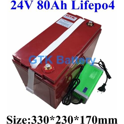 2400W 24V 80Ah LiFePO4 lithium battery For Solar,EV,RV,Marine,Motor Golf UPS motor 2500cycles lifepo4 battery+5A charger