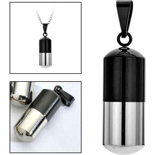 Mini Openable Hollow Pendant Pills Design Waterproof Keychain Ashes Holder, Charm Pendant Pill, Chain