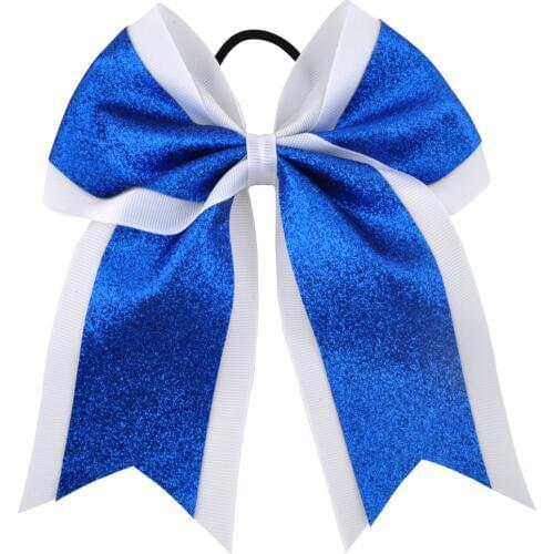 7 Inch Fashion Sequin Cheerleading Hair Bow Glitter Grosgrain Ribbon Bows Elastic Band Ponytail Hair Holder For Girls And Wome