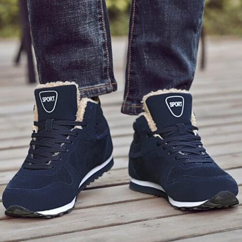 Men Winter Snow Boots Fleece Lined Warm Ankle Booties Non-slip Shoes Sport Sneakers QW
