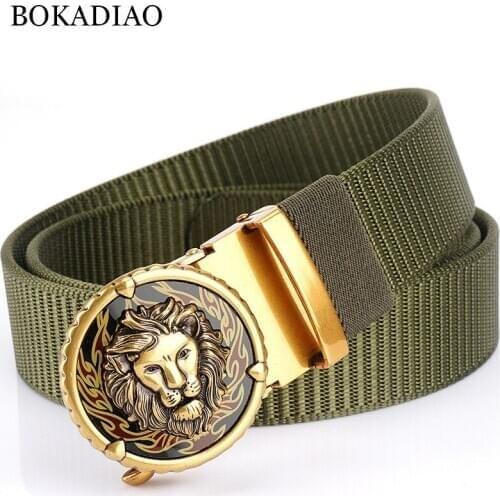 BOKADIAO Men&women Nylon Belt Metal Automatic Buckle canvas belts Outdoor sports Casual jeans waistband Army military male strap
