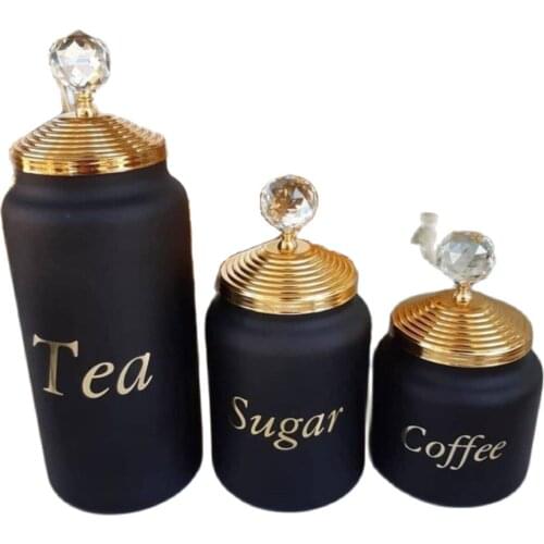 Creative Nordic Style Ceramic Kitchen Seasoning Tank Set Salt Shaker Jar Kitchen Accessories Triple Glass Storage Jar, Stone